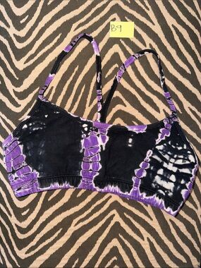 LILY LOTUS Small cotton Tie-Dye Bralette - Black & Purple